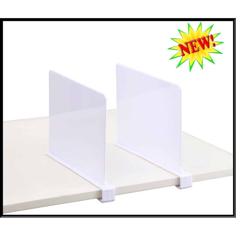 Set of 2 Acrylic Closet Shelf Dividers 12x8in White Organization Storage New